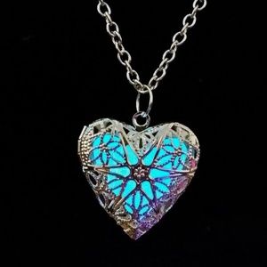 Glow In The Dark Heart Locket Necklace